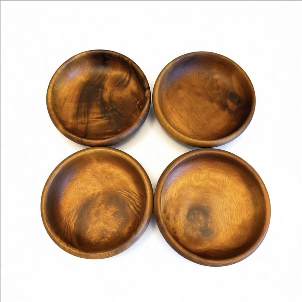 The House of Myrtlewood 6" Wooden Bowls Coos Bay Oregon USA Set of 4 EUC Handmad